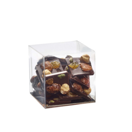 Cube PVC Cristal 250µ (120x120x120/15mm) + plaque fond Noir/or