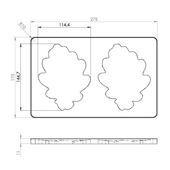 Kit 10 MDC 1x2 Tablette Feuille de Chene - 175x275- APET C 800µ- BT