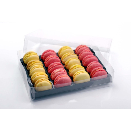 Boîte 20 Macarons avec alvéole Noir - dim.222x161x47/46mm