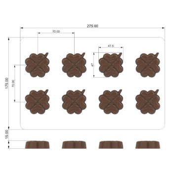 20 MOULES 2X4 BOUCHEES TREFLES
